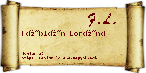Fábián Loránd névjegykártya